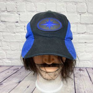 Vintage Polaris Hat Cap Kid's Size Strap Back Black Blue Multi Panel Embroidered